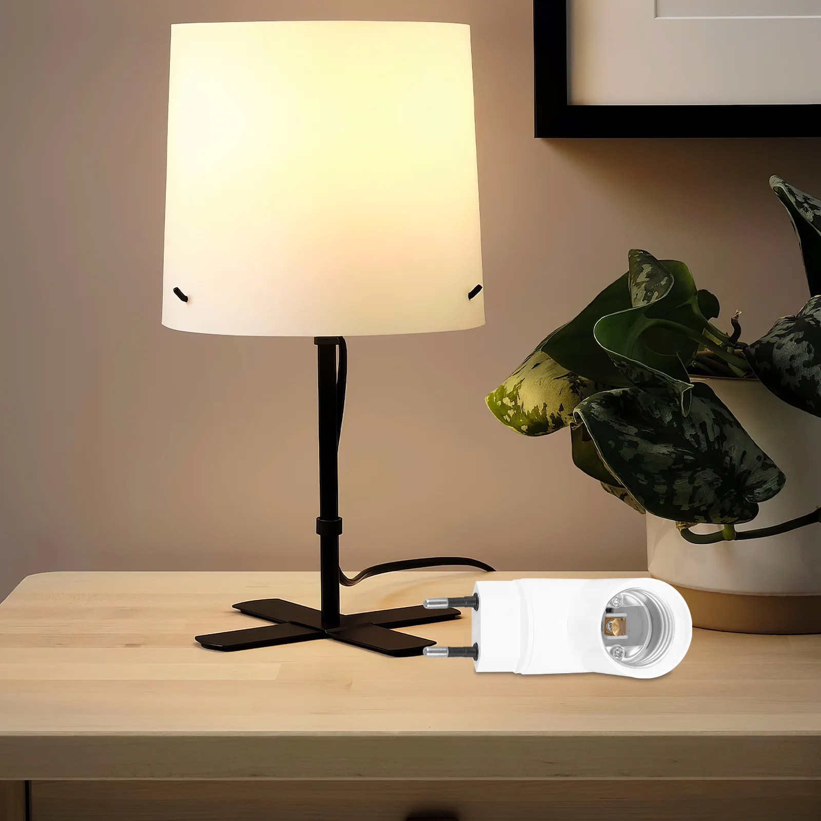 

2Pcs Plug in Light Socket Adapter E27 Bulb Holder to Power Outlet for Temporary Lighting Construction Projects