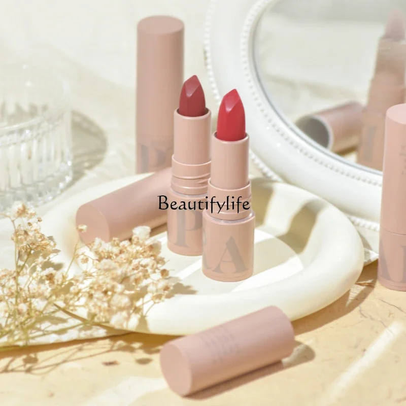 Matte Velvet Mist Lipstick, Pure Want to Show White Plain Lipstick, No Stain on Cup