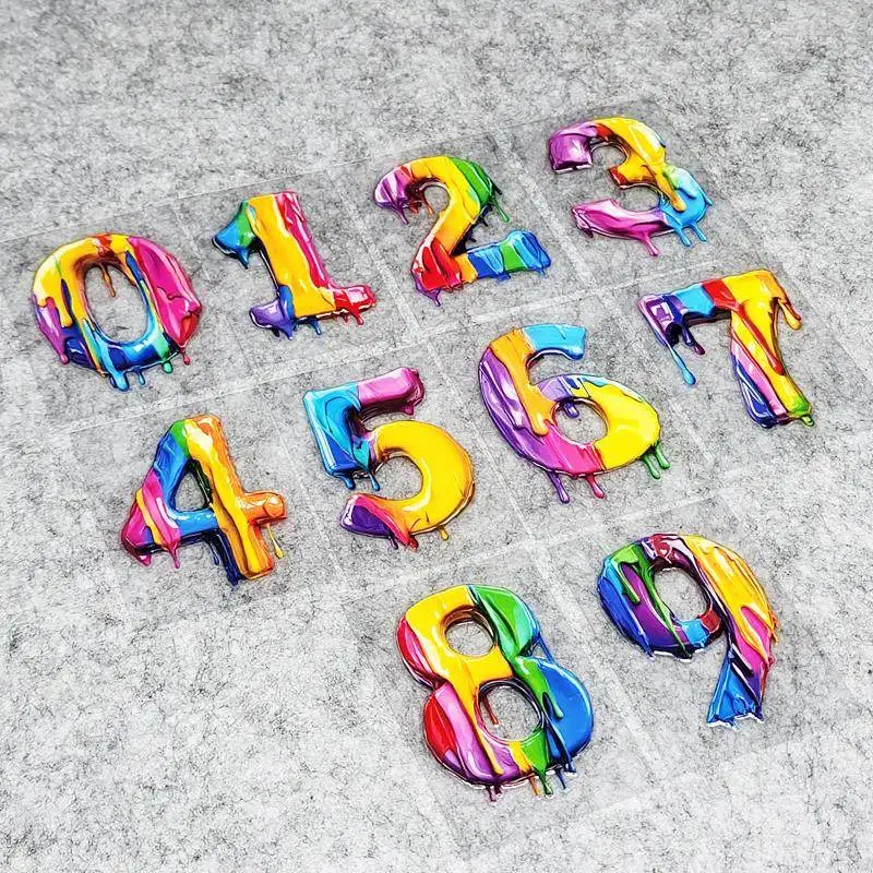 

1PC Colorful Dopamine Fluid Number Motorcycle Sticker Waterproof for Fuel Tank Helmet Fairing Body Self-adhesive Cover Scratch