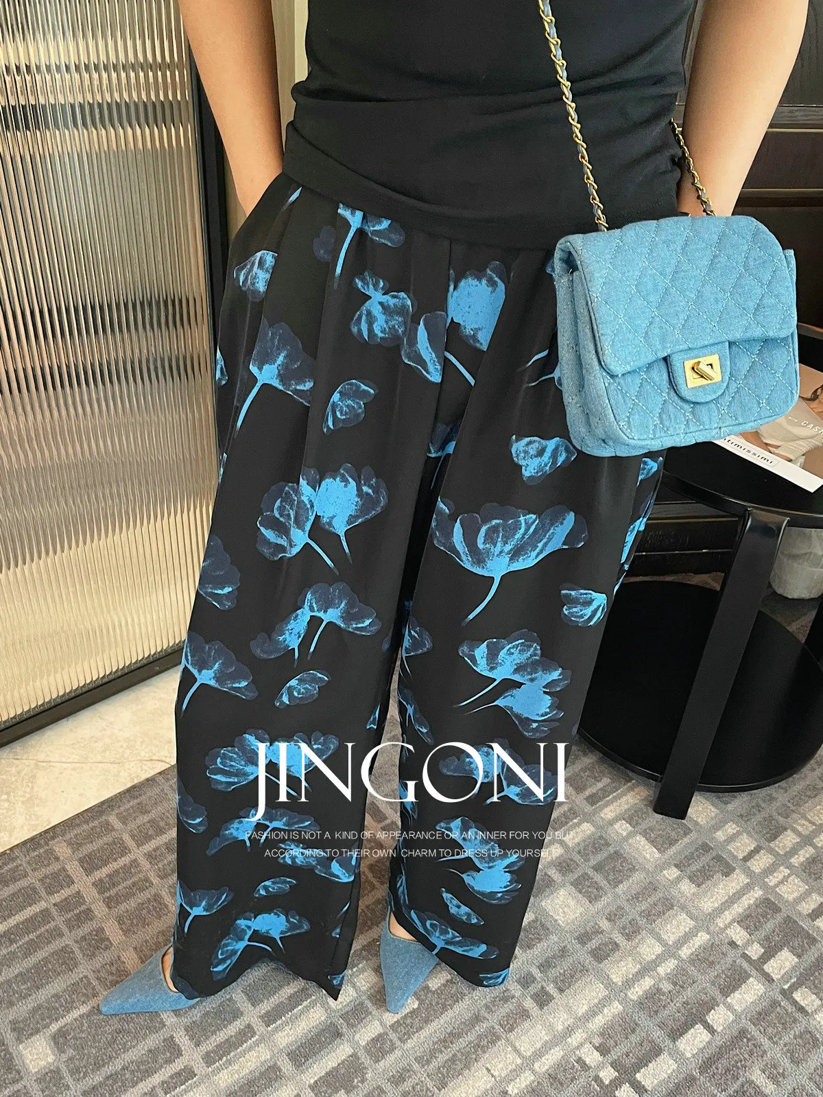 Floral Pants 2025 Woman Clothing Y2k Spring Korean Fashion Style Vintage Youthful Gothic High Waist Wide Trousers Streetwear New