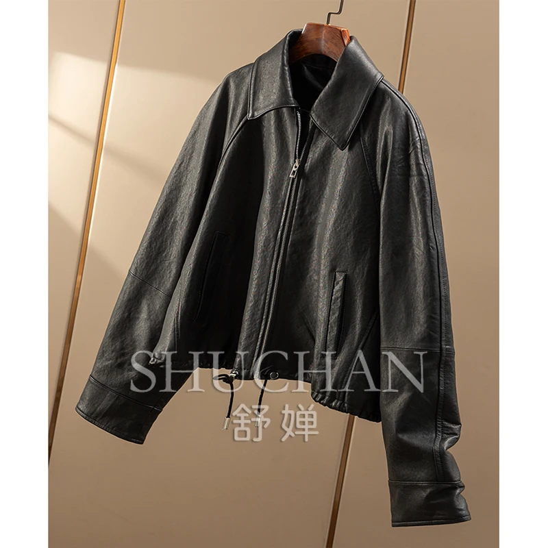 高価な軽くコーティングされたレザージャケット女性用 33E4 本革アブリゴス ムヘール インヴィエルノ 2025