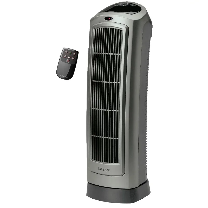 Lasko 1500W Oscillating Ceramic Electric Tower Space Heater with Remote, 5538,Gray | New