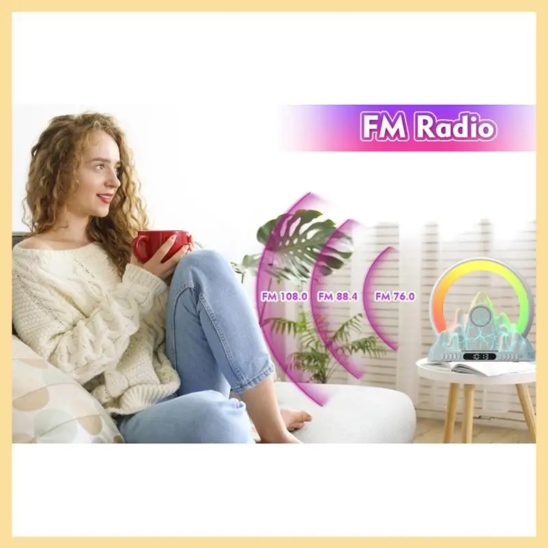 

Table Lamp LED Sunrise Ambient Light With Built-In BT Speaker Alarm Clock Wireless Charging Function Support Tuya App-A Durable