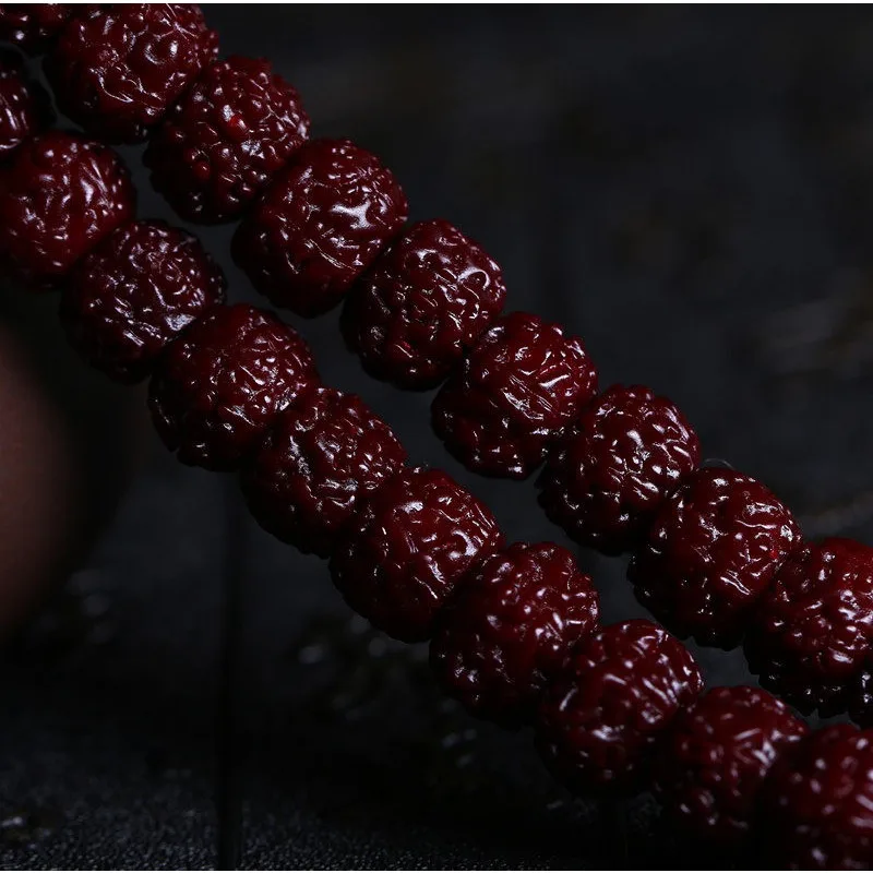 Chinese Style 11mm 5 Mukhi Rudraksha 108 Beads Mala Bracelet Tibetan Old Patina Lucky Wealth Blessing Prayer Beads Necklace For