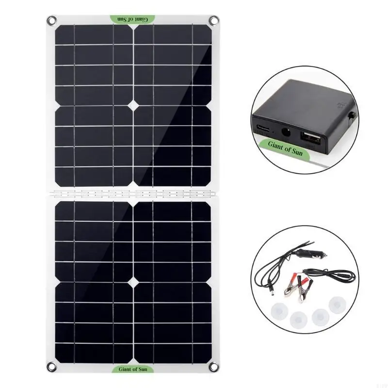 E1PF USB Solar Panel Outdoor 100W 12V 5V Portable Pane Climbing Fast Charging Power Travel Folding Generator