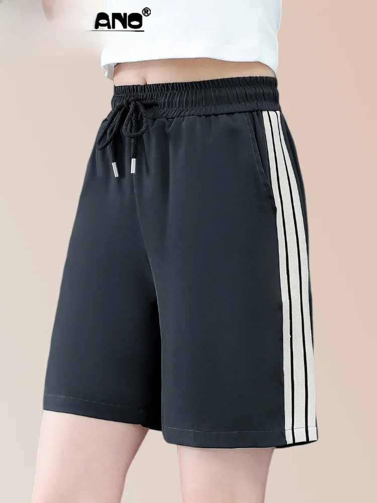 

TUCANO Qui Dry Sports orts Женские летние повседневные брюки для бега Свободные брюки длиной пять четвертей Уличная одежда с высокой талией Прямые...