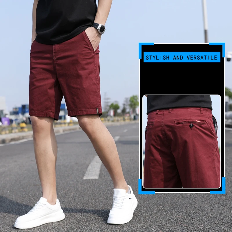 Summer straight shorts men's casual pure cotton shorts men's casual wear 5-point horse pants sports work shorts men's fashion