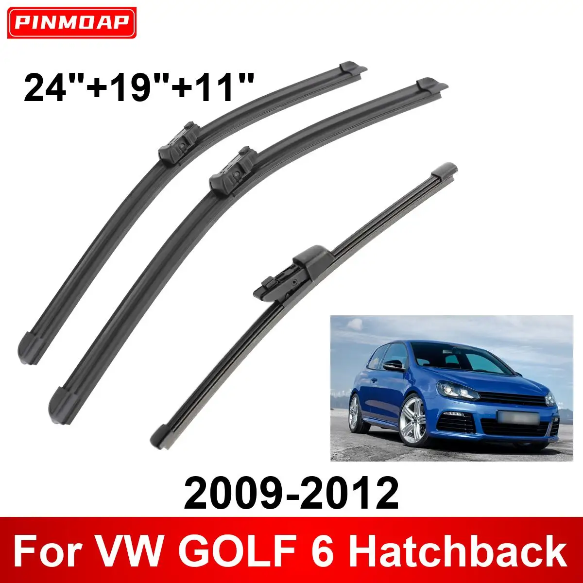 3PCS Car Wiper For VW GOLF 6 Hatchback 2009-2012 Front Rear Wiper Blades Brushes Auto Accessories 2009 2010 2011 2012