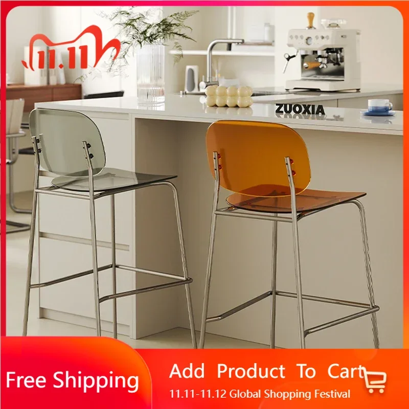 

Ergonomic Transparent Bar Stools Reception Outdoor Designer Balcony Dining Chairs Party Sillas Para Comedor Salon Furniture
