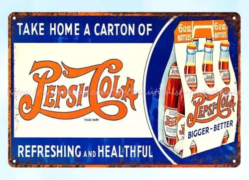 Pepsi-Cola Take Home a Carton metal tin sign auto shop cafe pub wall art