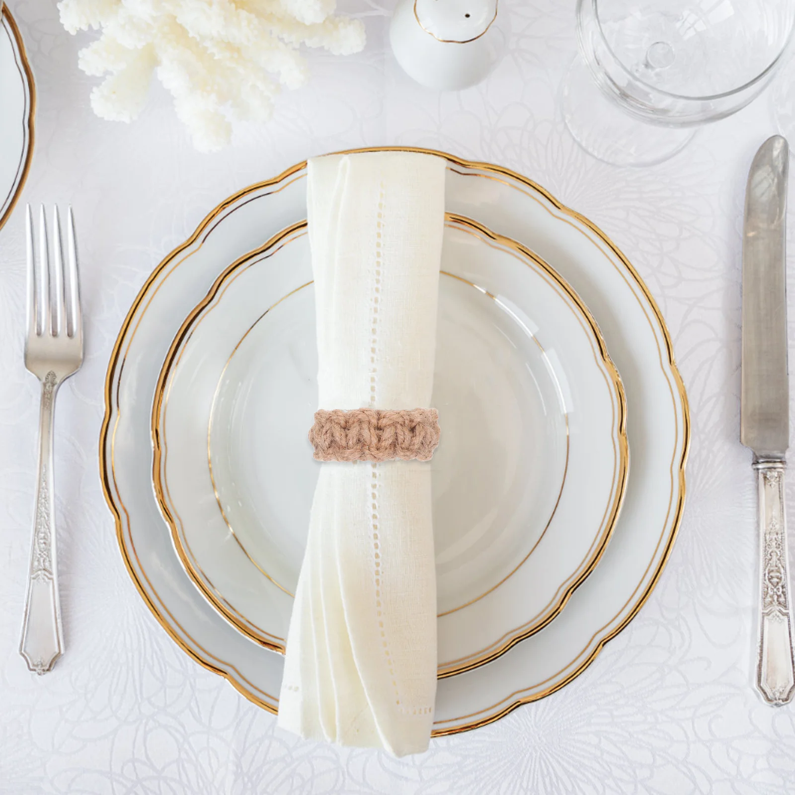 

6Pcs Handmade Jute Rope Napkin Rings Rustic Boho Farmhouse Wedding Party Decor Woven Napkin Rings Serviette Ring Decor