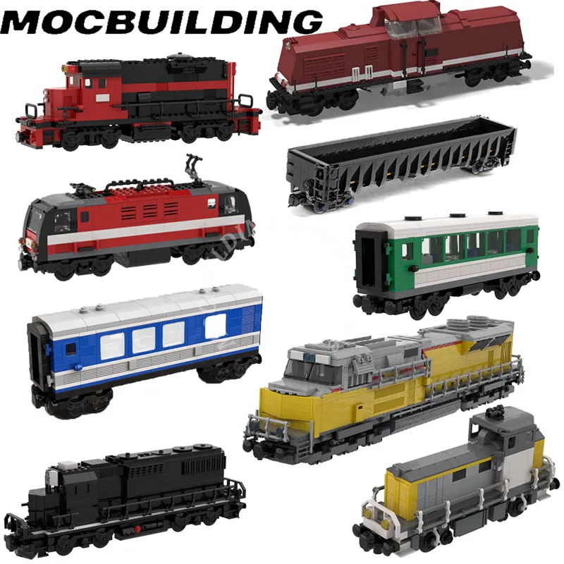 Locomotive Train Model Railway Accessories Passenger Car MOC Building Blocks Bricks DIY Display Toys Gifts Christmas