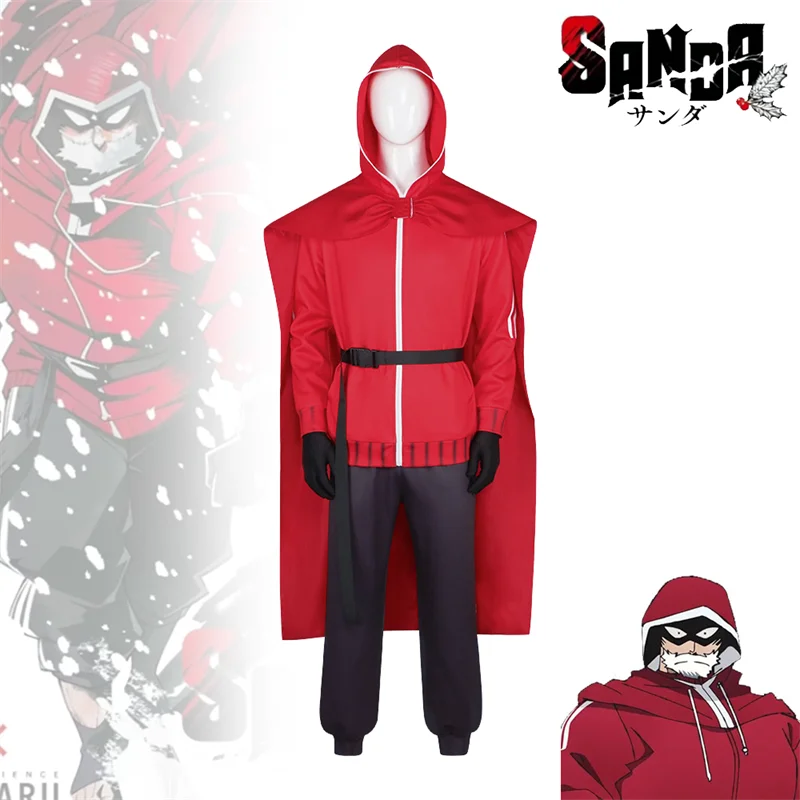 

Anime SANDA Mitsuta Kazushige Santa Claus Cosplay Costume Adult Cloak Coat Pants Gloves Belt Suit Halloween Christmas Outfit