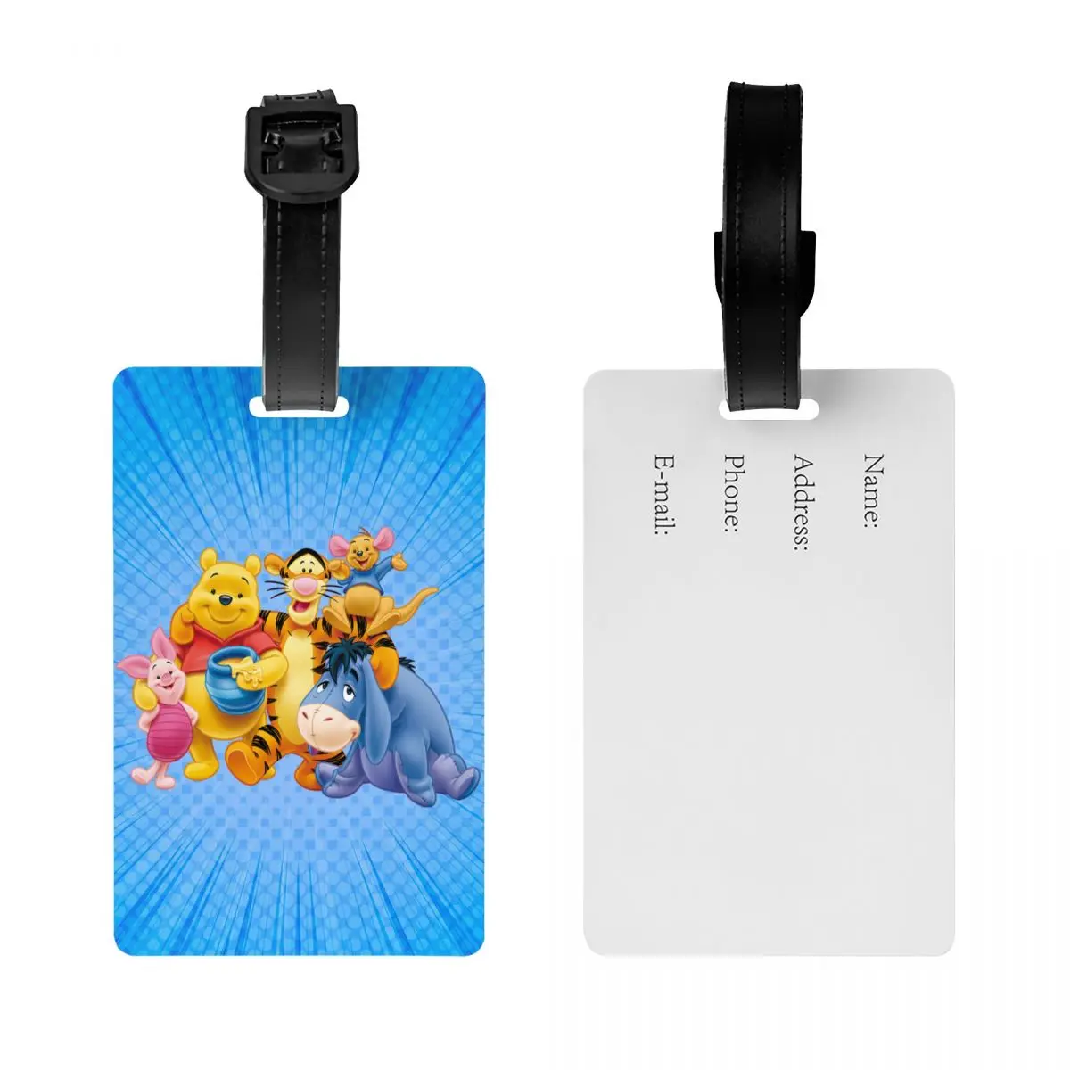 Custom Winnie The Pooh Luggage Tag Privacy Protection Cartoon Bear Baggage Tags Travel Bag Labels Suitcase