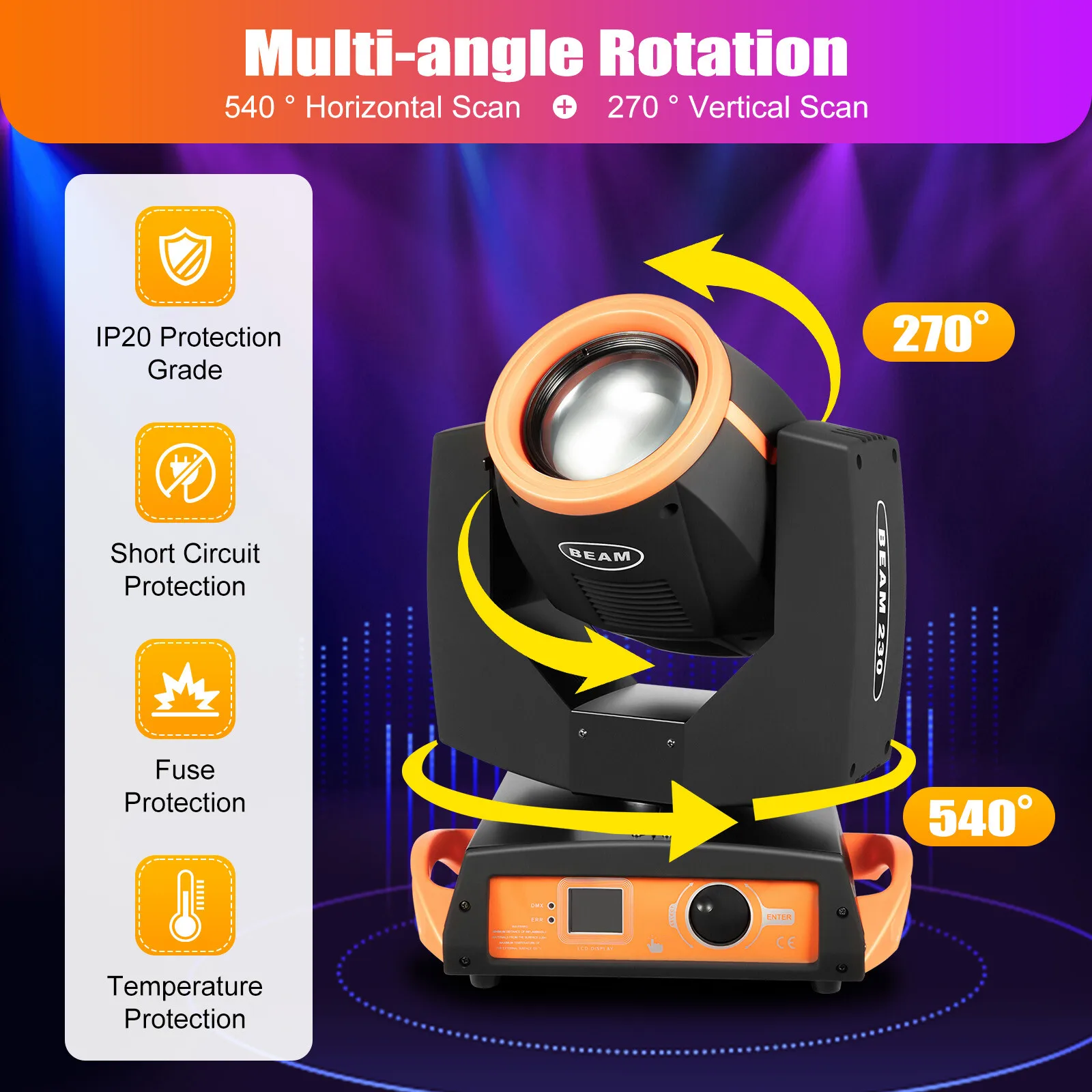 

Professional Moving Head Light 300W, 7R Beam with Prism Effects, DMX512 Sound Control for Stage Lighting DJ Equipment