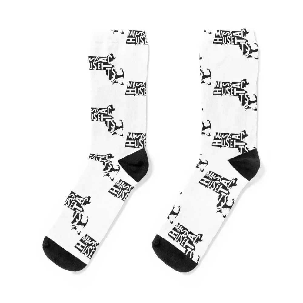 Massachusetts State Design Abstract Massachusetts Lettering Graphic Massachusetts Gift Map Socks ankle Socks Women's Men's