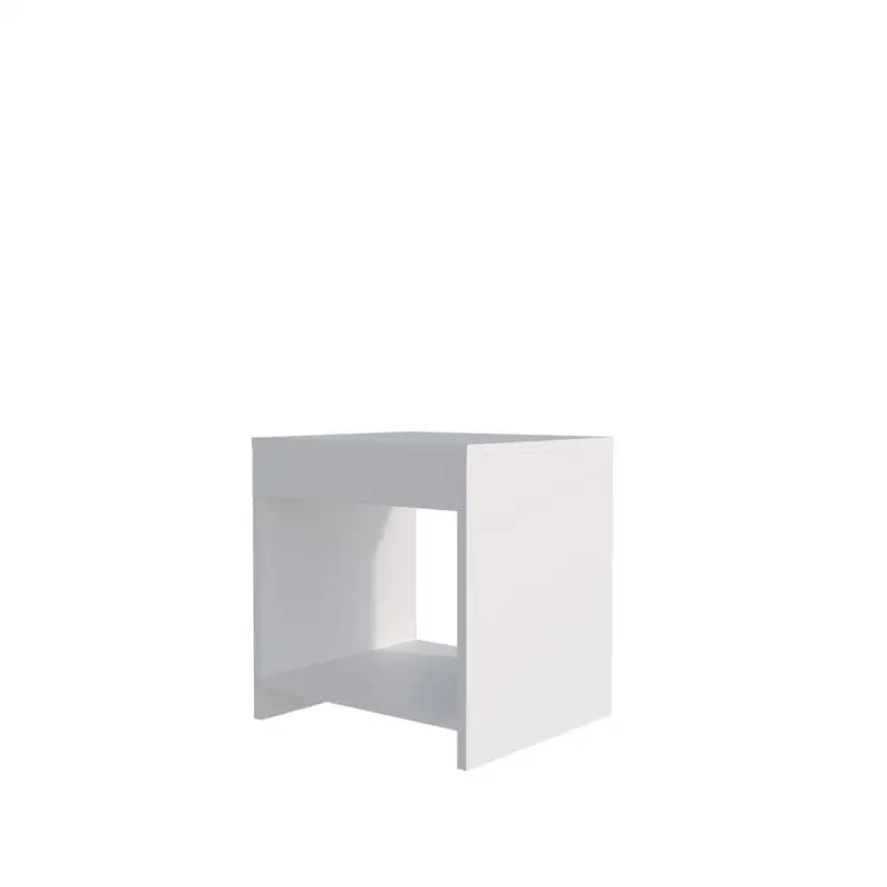 White Nightstand with Open Storage and Modern Design