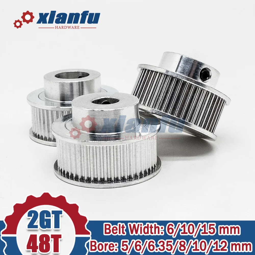 

1/5/10PCS 48 Teeth 2GT Timing Pulley BF Type Bore 5/6/6.35/8/10/12mm Belt Width 6/10/15mm Synchronous Wheel GT2 48T for CNC