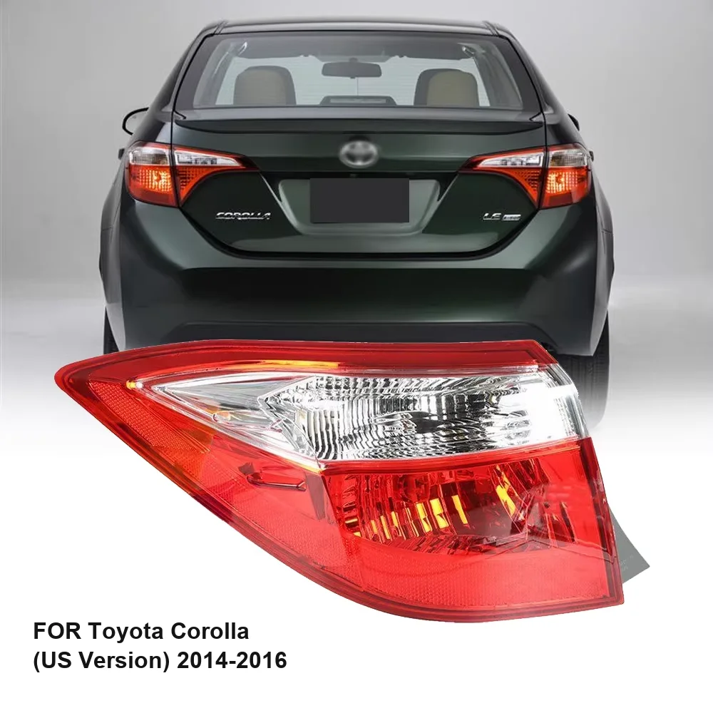 Tail Light Assembly for Toyota Corolla 2014-2016 Red Clear Rear Lamp Pair Outer Replacement Left Right Side