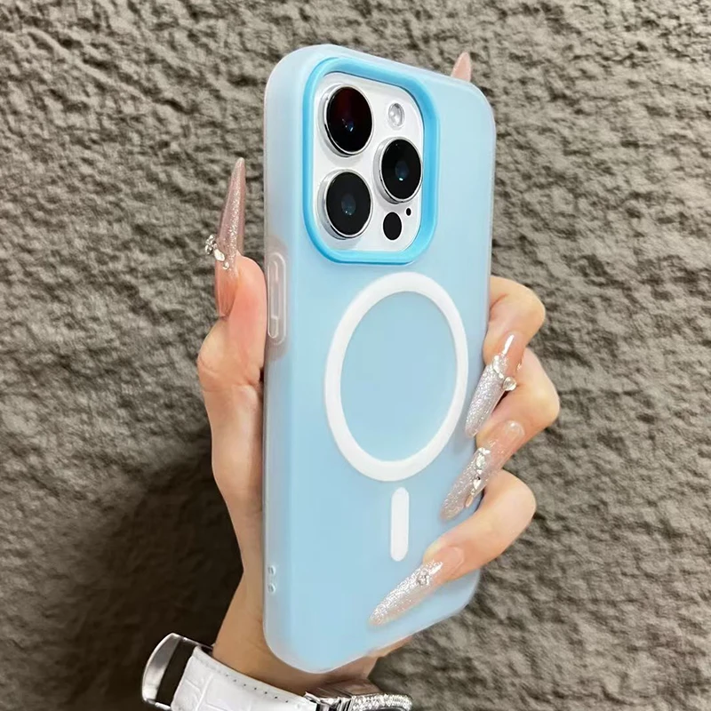 

For iPhone 17 16 15 14 13 12 11 Pro Max Case Luxury Candy Magsafe Wireless Charge Matte Cover For iPhone 16 Plus Magnetic Funda