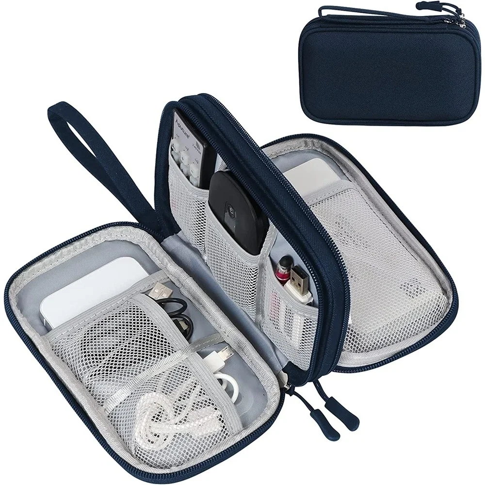 

Travel Organizer Electronics Accessories Organizer Portable Waterproof Double Layers Storage for Cable Hard Disk Power Bank