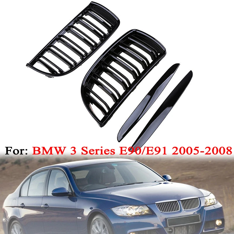 

FOR BMW 3 SERIES E90 E91 Front Grille Bumper 318d 320d 330d 2005 2006 2007 2008 PRE FACELIFT GLOSS BLACK KIDNEY GRILL GRILLES