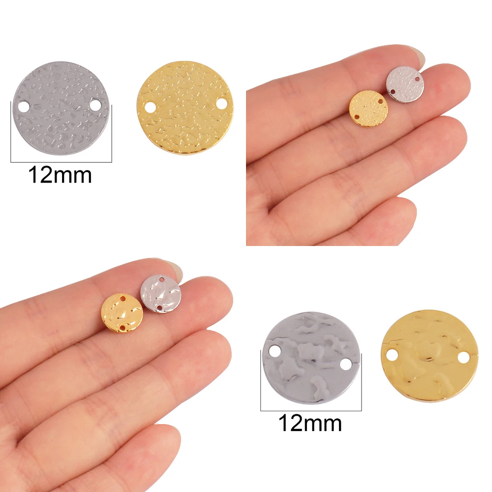 20pcs Stainless Steel Heart Charms Geometry Round Charms for Jewelry Making Supplies DIY Pendant Double Connector Accessories