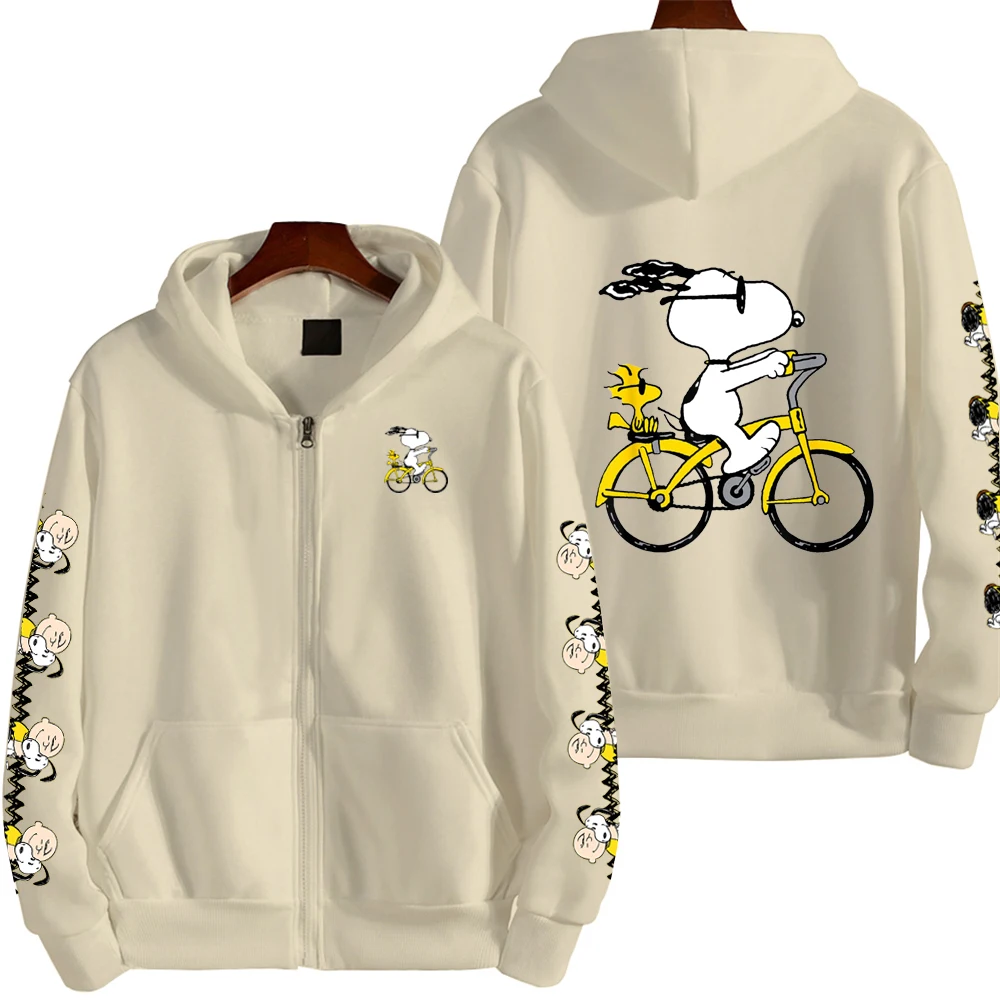 2025 Anime nuevo Snoopy hombres dibujos animados Otoño/Invierno cremallera Sudadera con capucha mujer calle Casual moda pareja deportes Sudadera con capucha