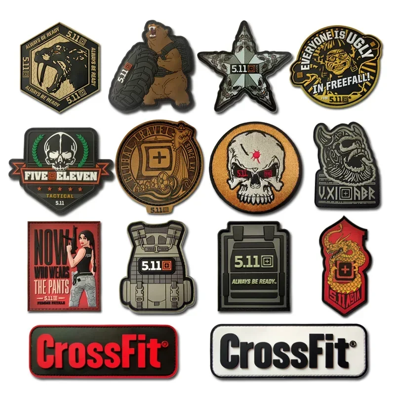 CrossFit Name Tags 3D pvc 511 Patch Embroidered Applique Sewing Label Punk Biker Clothes Stickers Apparel Accessories Badge