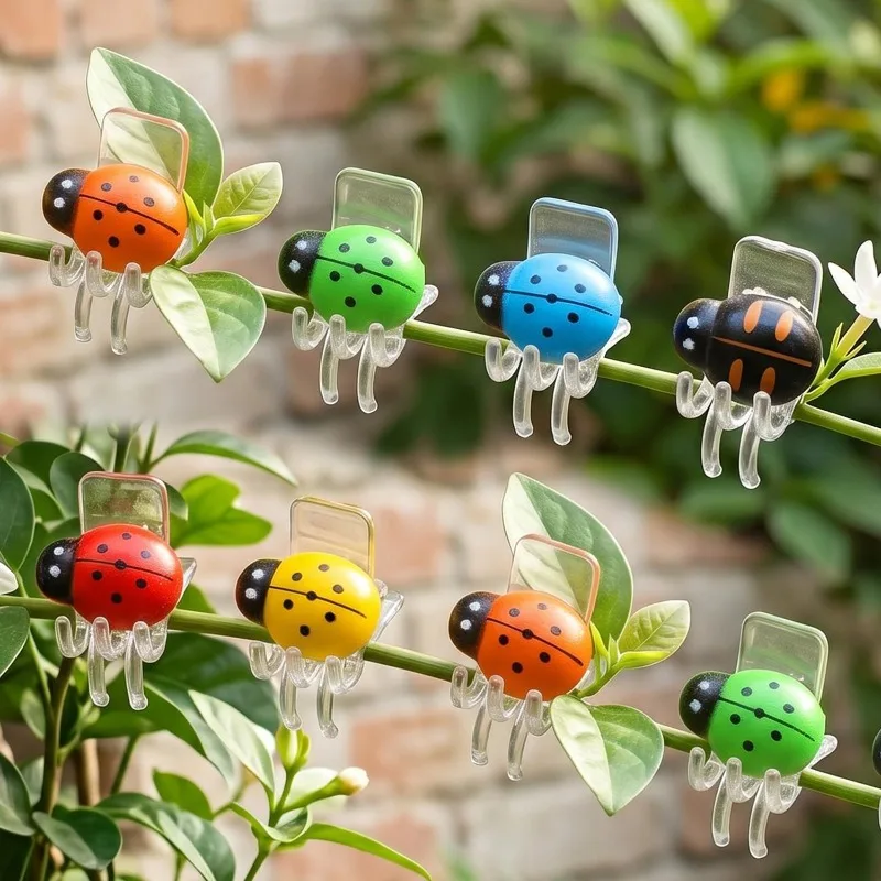 Colorful Ladybird Orchid Clips 5-Claw Clamps Garden Supports for Fixing Climbing Stems Plants Bonsai Decoration Clip