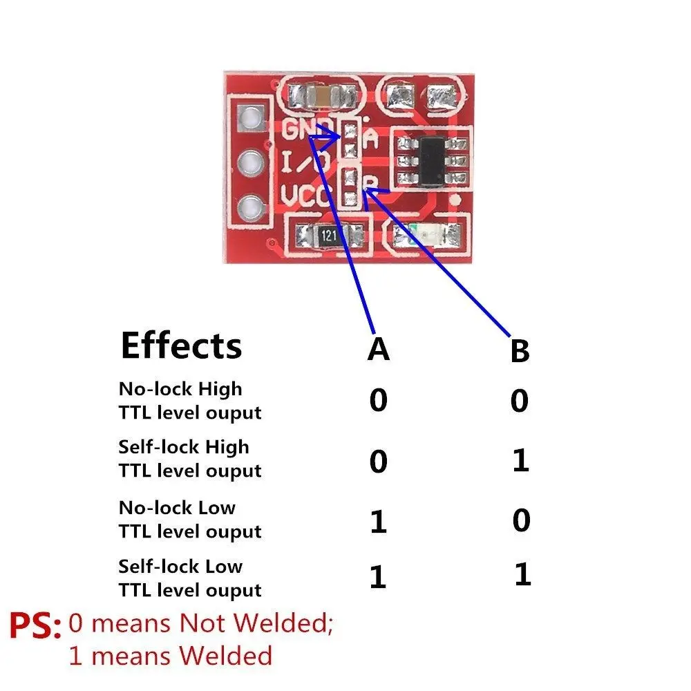 Módulo de botón táctil de un solo canal, interruptor capacitivo con Sensor, seguro de 20 piezas, 2,5-5,5 V, TTP223