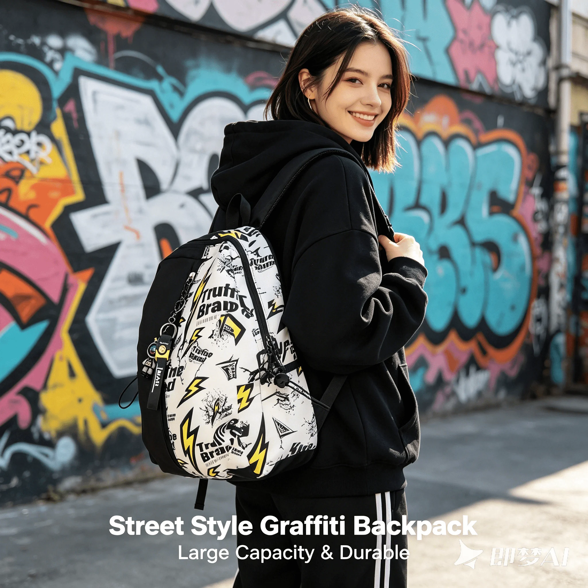 School Season Graffiti Comic Backpack - Men And Women Middle School Students Leisure Travel Bag - Fashion Backpack