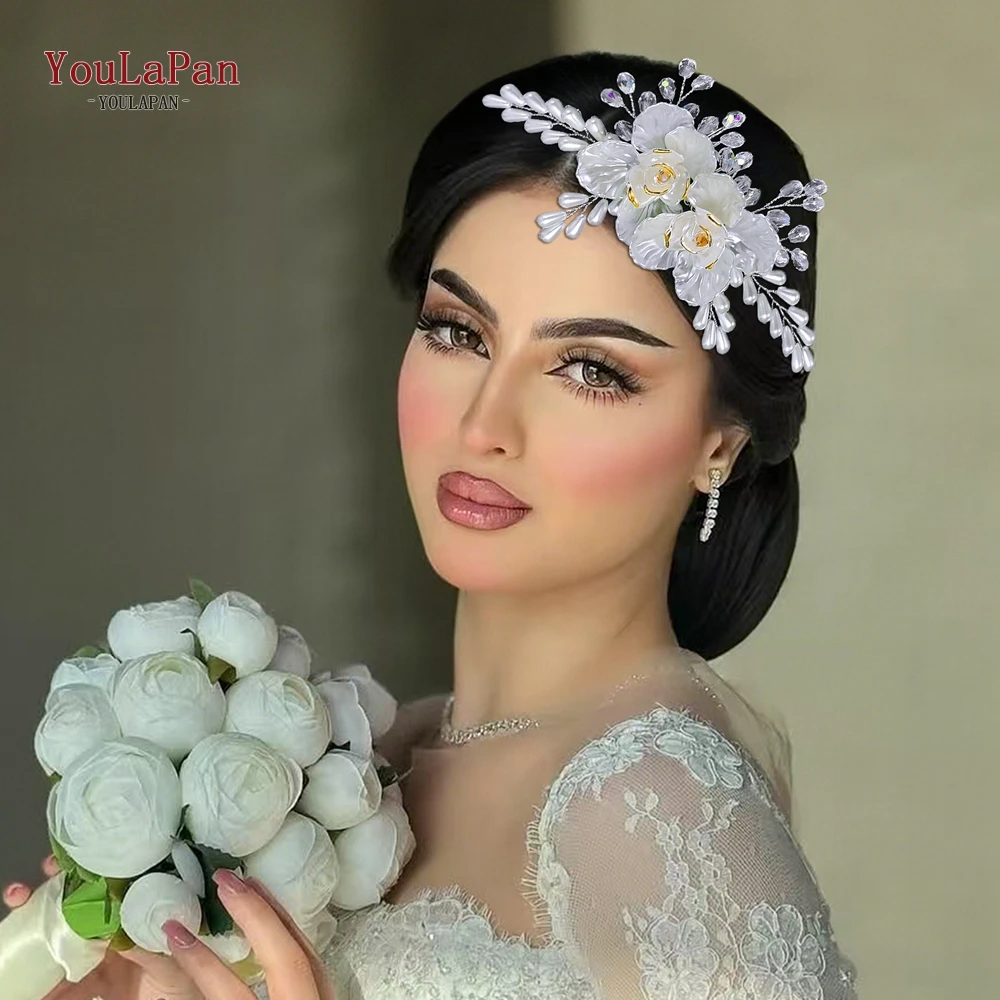 YouLaPan العروس اللؤلؤ غطاء الرأس وصيفه الشرف كريستال أغطية الرأس اليدوية مشط الشعر الزفاف إكسسوارات الشعر هدايا العيد HP854