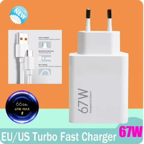 for Xiaomi 67W Charger Cargador Tipo C Mi Hyper Turbo Chargers 67W Fast Charging Adapter Xiao Mi 17T 15T 13 Pro 11 10 Poco