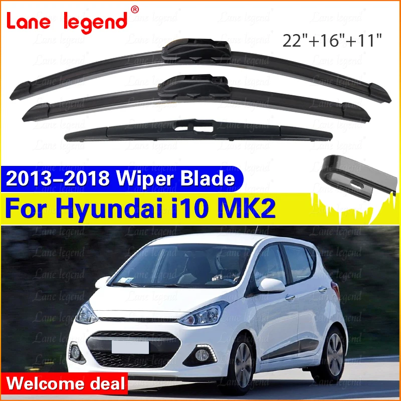 

Wiper Front & Rear Wiper Blades Set For Hyundai i10 MK2 2013 2014 2015 2016 2017 2018 Windshield Windscreen 22"16"11"