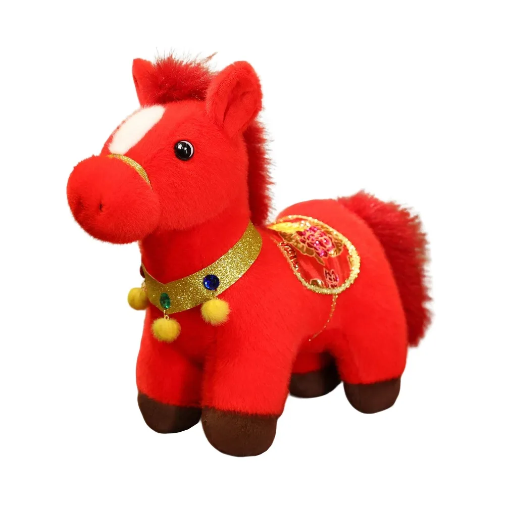 

Funny Mascot 2026 Horse Cute Good Luck Stuffed Horse Creative Fluffy Zodiac Pony Figurine Birthday Gift