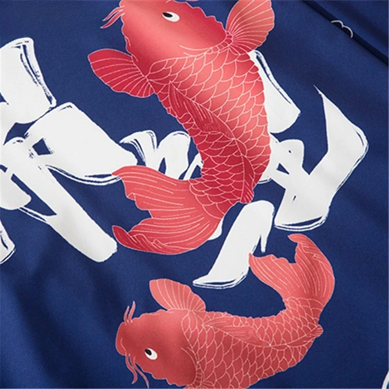 سترة صوفية فضفاضة على الموضة لعام 2025 على شكل سمك الشبوط الأزرق الياباني ملابس الساموراي للنساء والرجال هاراجوكو هاوري كيمونو كوسبلاي يوكاتا