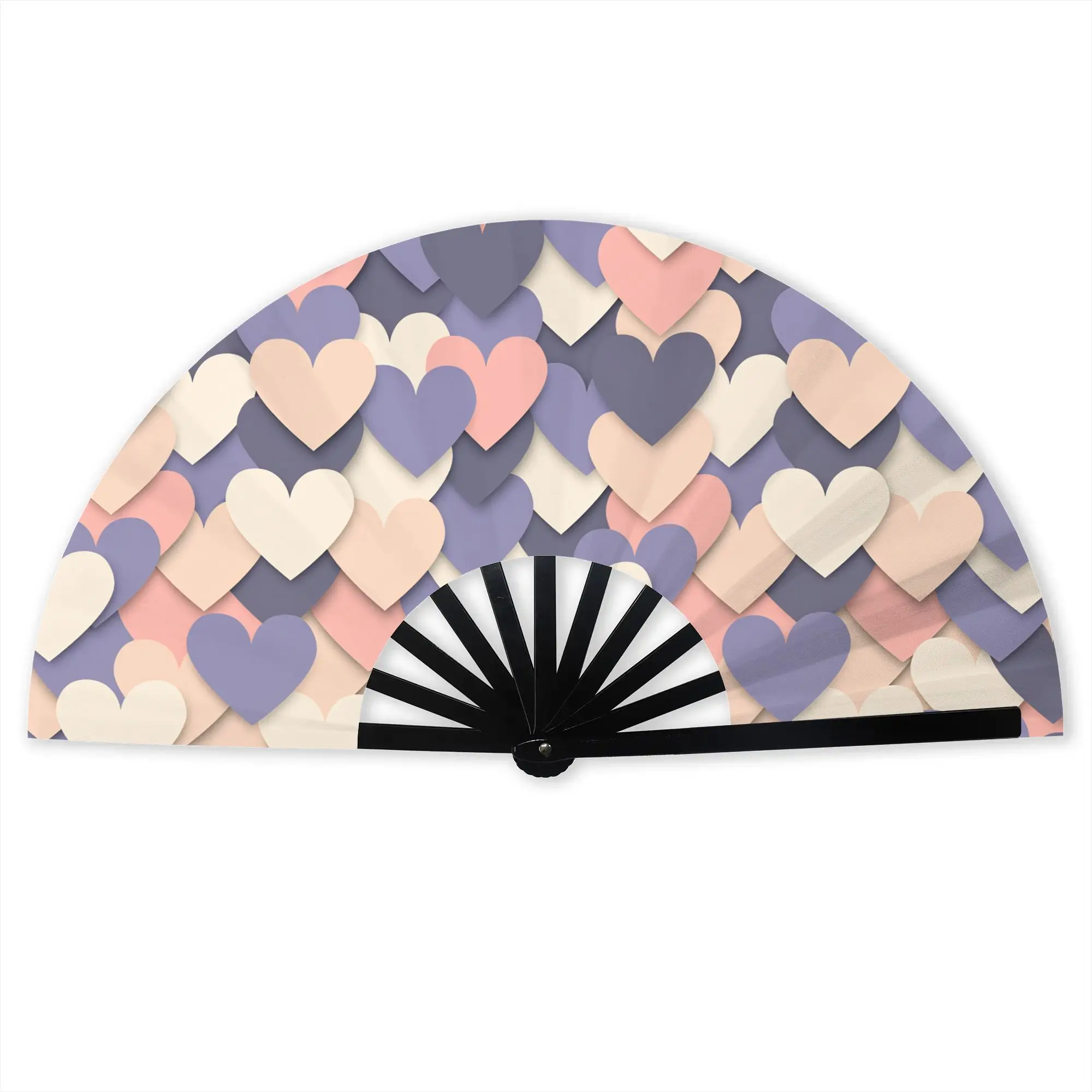 Colorful Heart Valentine's Day  Hand Fan Gift Wedding Morandi Colors Layered Heart  Durable Folding Fans Novelty Bulk Pack Fan