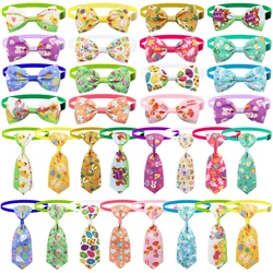 50/100Pcs Easter Day Dog Bows Pets Cat Easter Egg Grooming Bows Puppy Bowties Neckties Dog Accessories Bowties Adjustable Collar