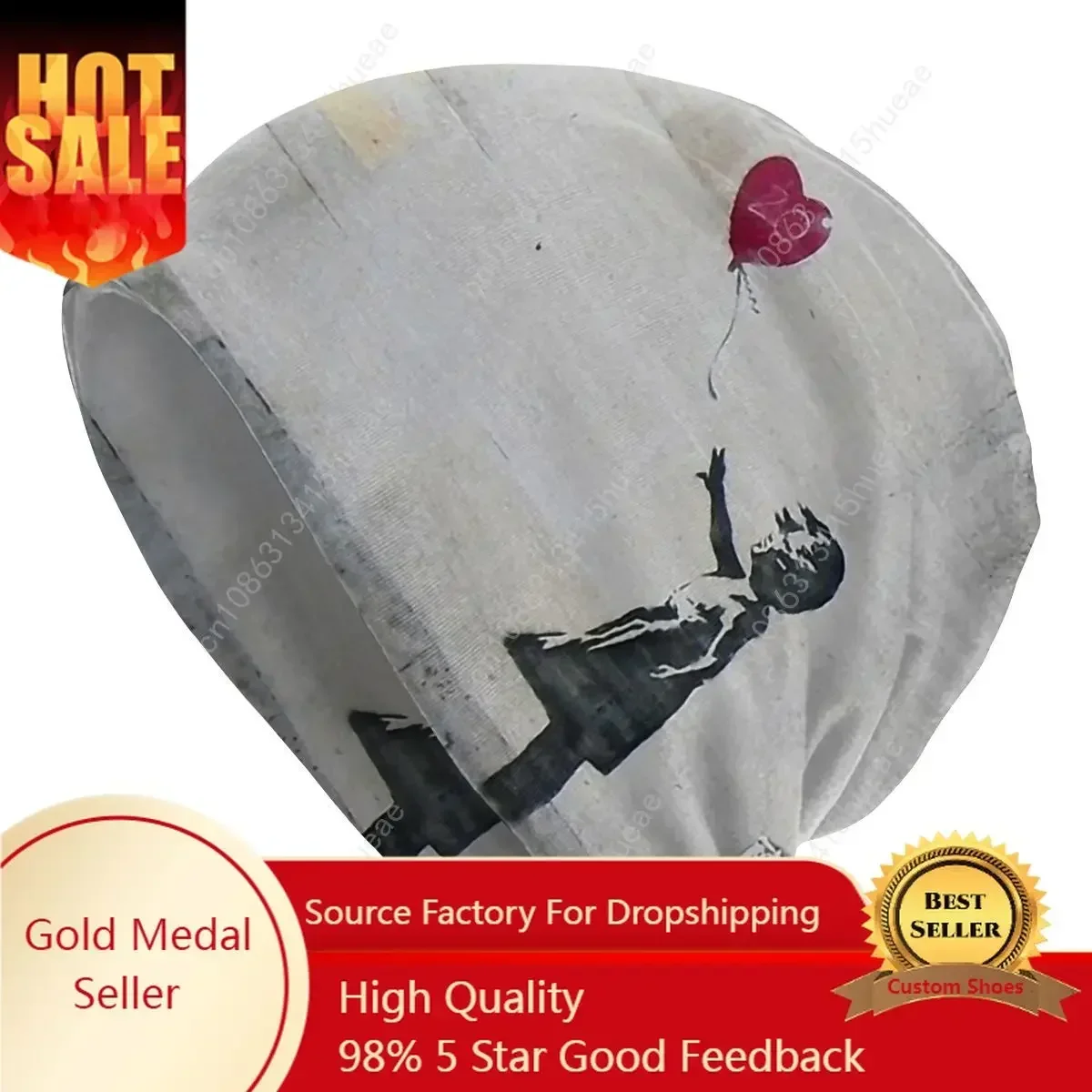 

Cool Banksy Balloon Girl Skullies Beanies Men Women Winter Warm Slouchy Beanie Hat Street Pop Art Knit Bonnet Cap for Ski