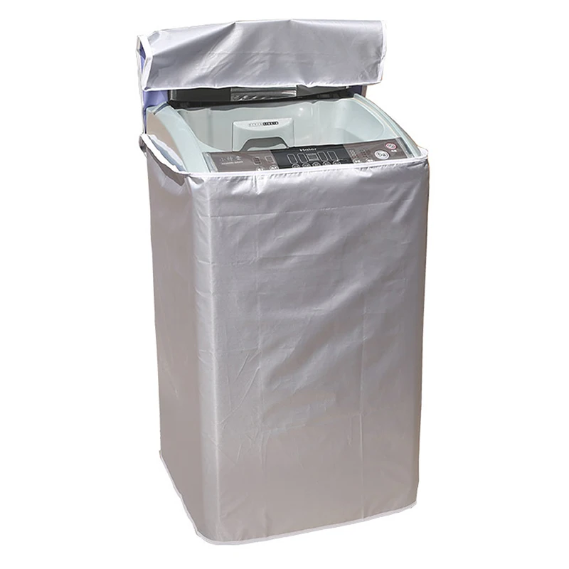 Washing Machine Cover Polyester Waterproof Top Load Laundry Dryer Cover Sunscreen Laundry Silver Coating Dustproof Cover