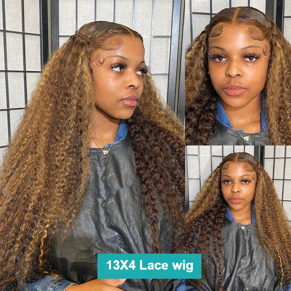 30 40 Inch Brazilian Curly Highlight 13x6 Hd Lace Frontal Wig 13x4 Lace Front Human Hair Wigs Deep Wave 4x4 5x5 Closure Lace Wig