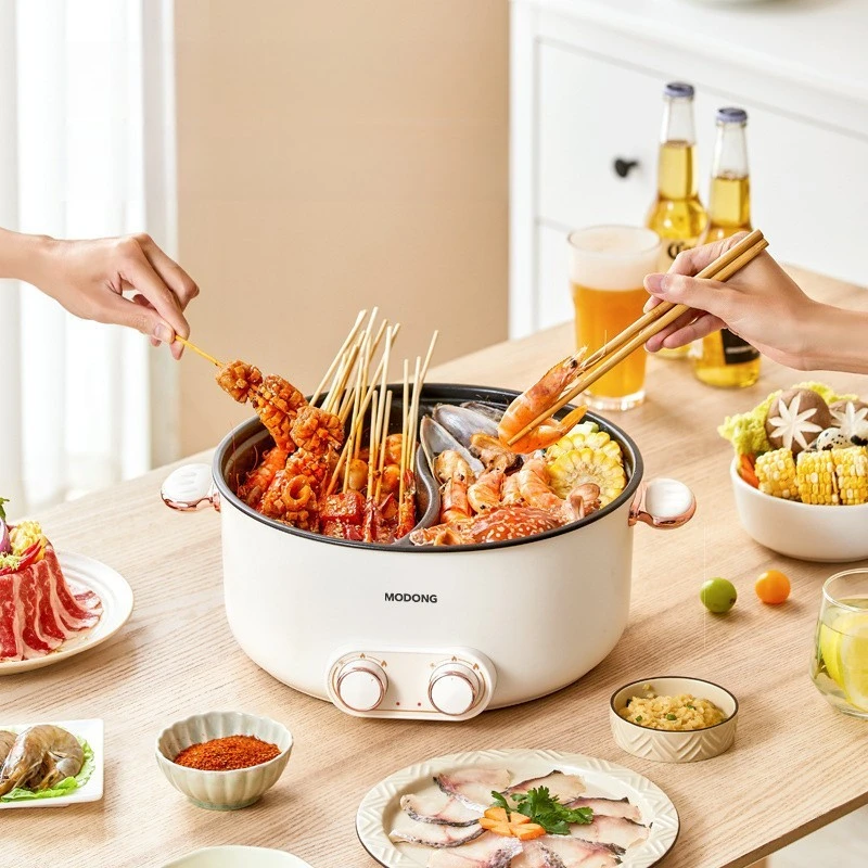 

Professional Student Electric Hot Pot, Large Capacity Double Flavor, Micro-Pressure Stewing Non-Stick, Multi-Functional for Dorm