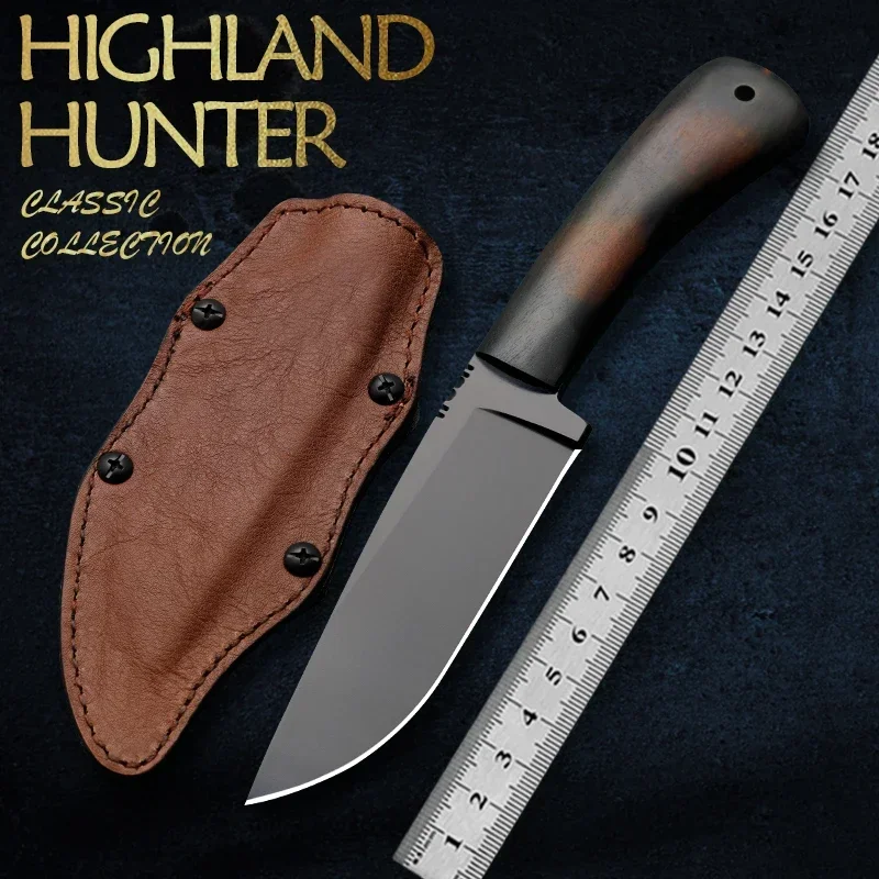 High quality military rescue knife - Highland Hunter 80CRV2 steel high hardness outdoor walking survival knife