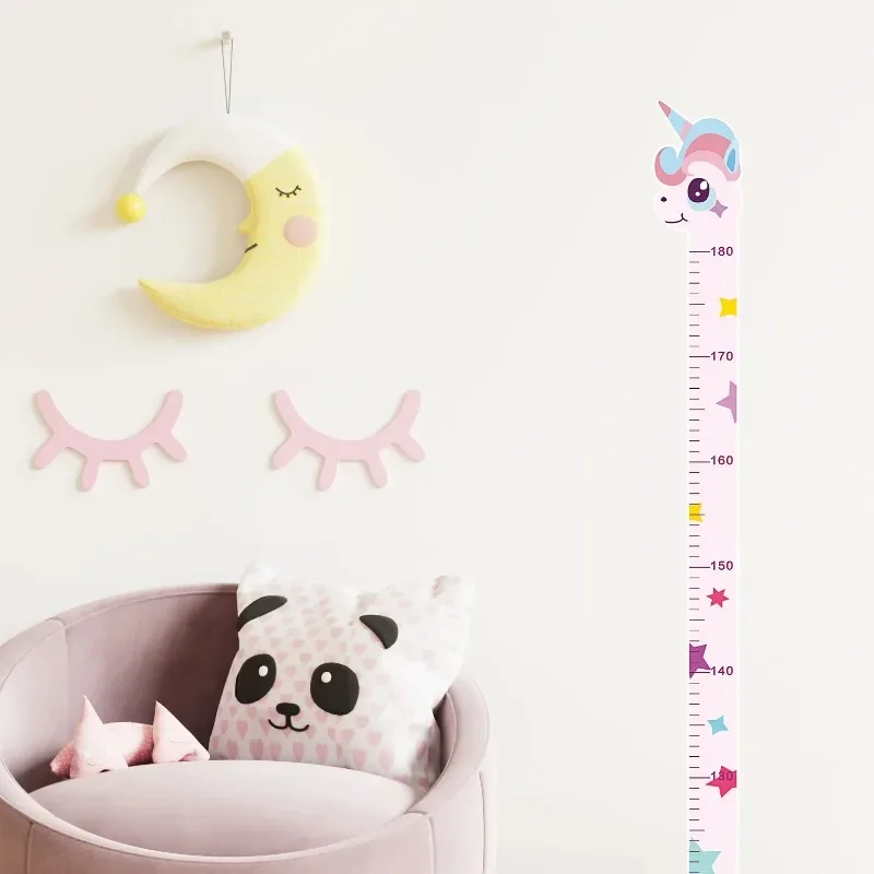 1pc Cartoon Animals Height Measure Wall Sticker Unicorn Dinosaur Wallpaper for Kids Room Nursery Child Growth Ruler Growth Chart