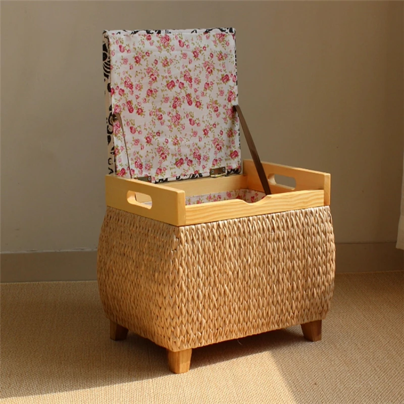 

Japanese Storage Stool with Seat Function Solid Wood Shoe Changing Bench Multifunctional Storage Ottoman Farmhouse Entryway Seat