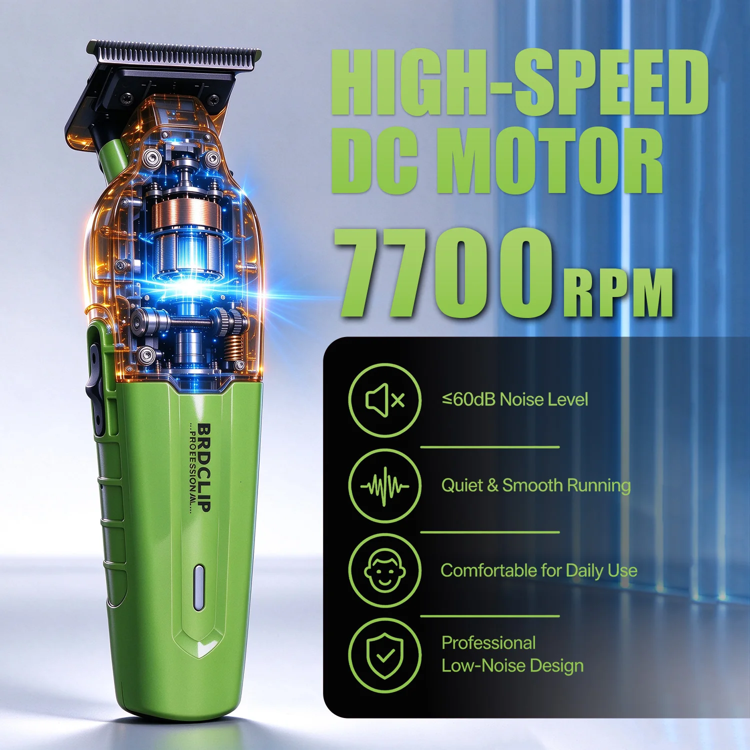 New 2026 BRDCLIP FA1T Green Professional Hair Trimmer Barber Carving Gradient Finish Machine Electric Clipper with Charger Stand gallery 4