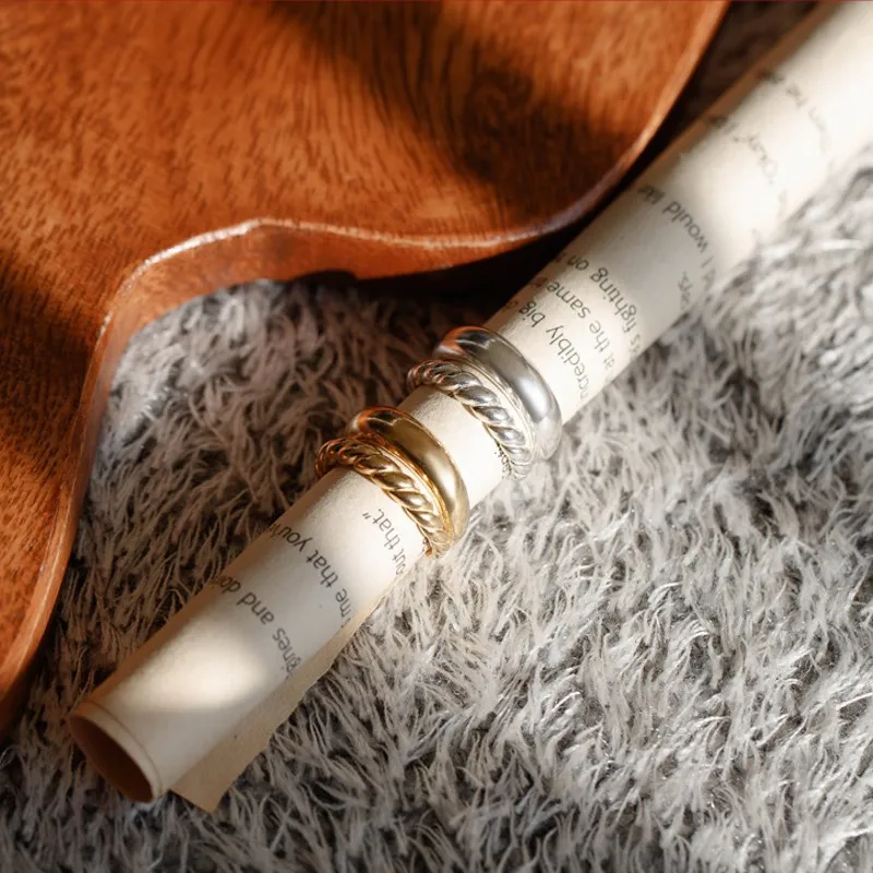 925 Sterling Silver Twist Geometric Double-Layer Rings For Women Couples Trendy Simple Classic Creative Fine Party Jewelry Gifts