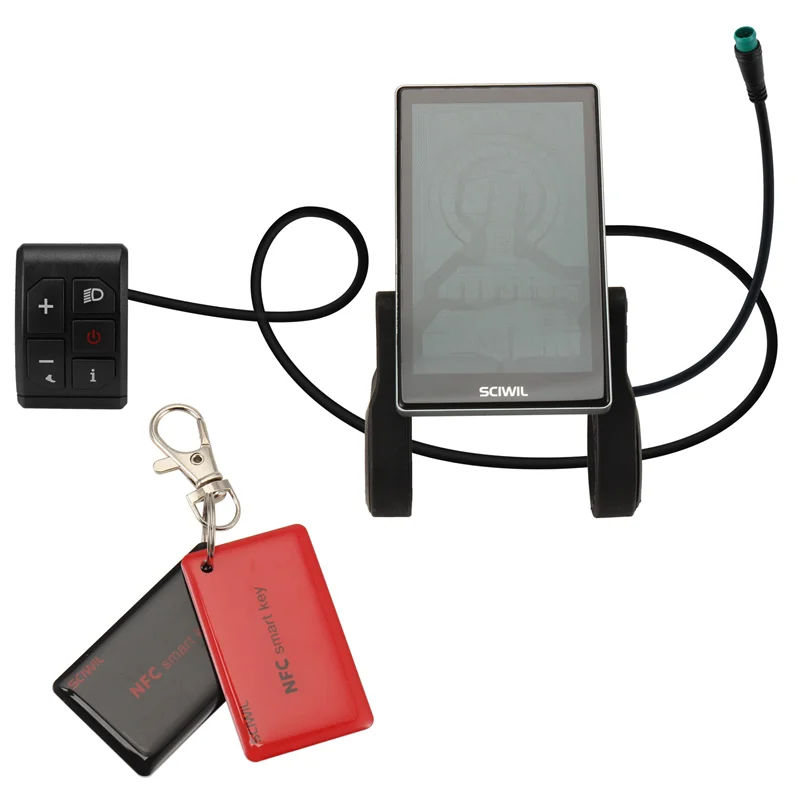 

A74K-SRM818X No. 2 Protocol Vertical Anti-Glare Cycling Speed Meter,NFC Function LCD Display For Ebike, 24V-72V