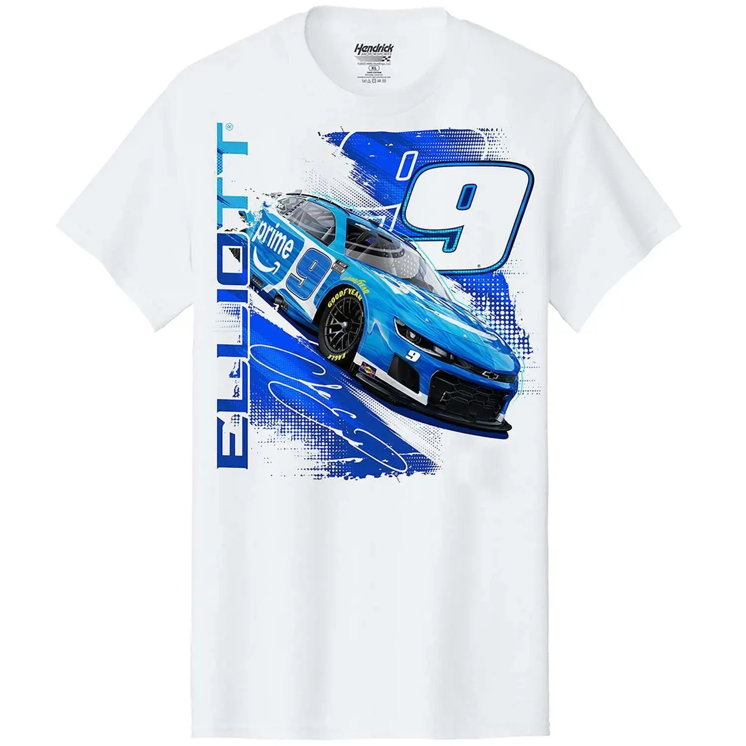 تي شيرت Chase Elliott 2025 Amazon Prime Car باللون الأبيض